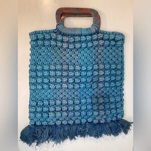 Cleobella Women’s Thalia Tote‎ Blue Fabric Accent Boho Handbags